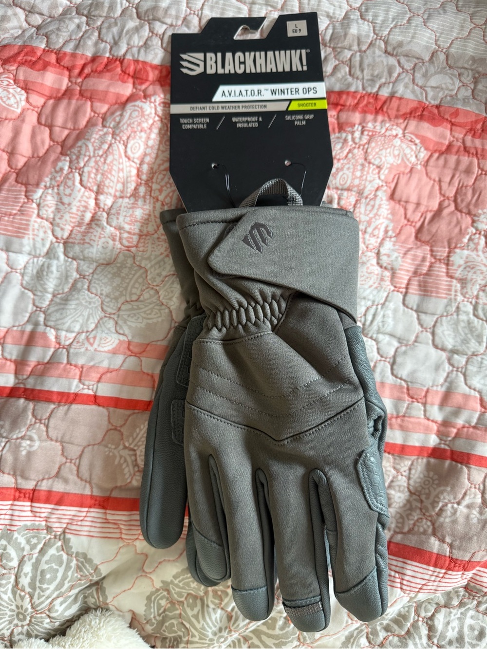 BLACKHAWK! AVIATOR Winter Ops Waterproof Insulated Touch Gloves L Urban Gray